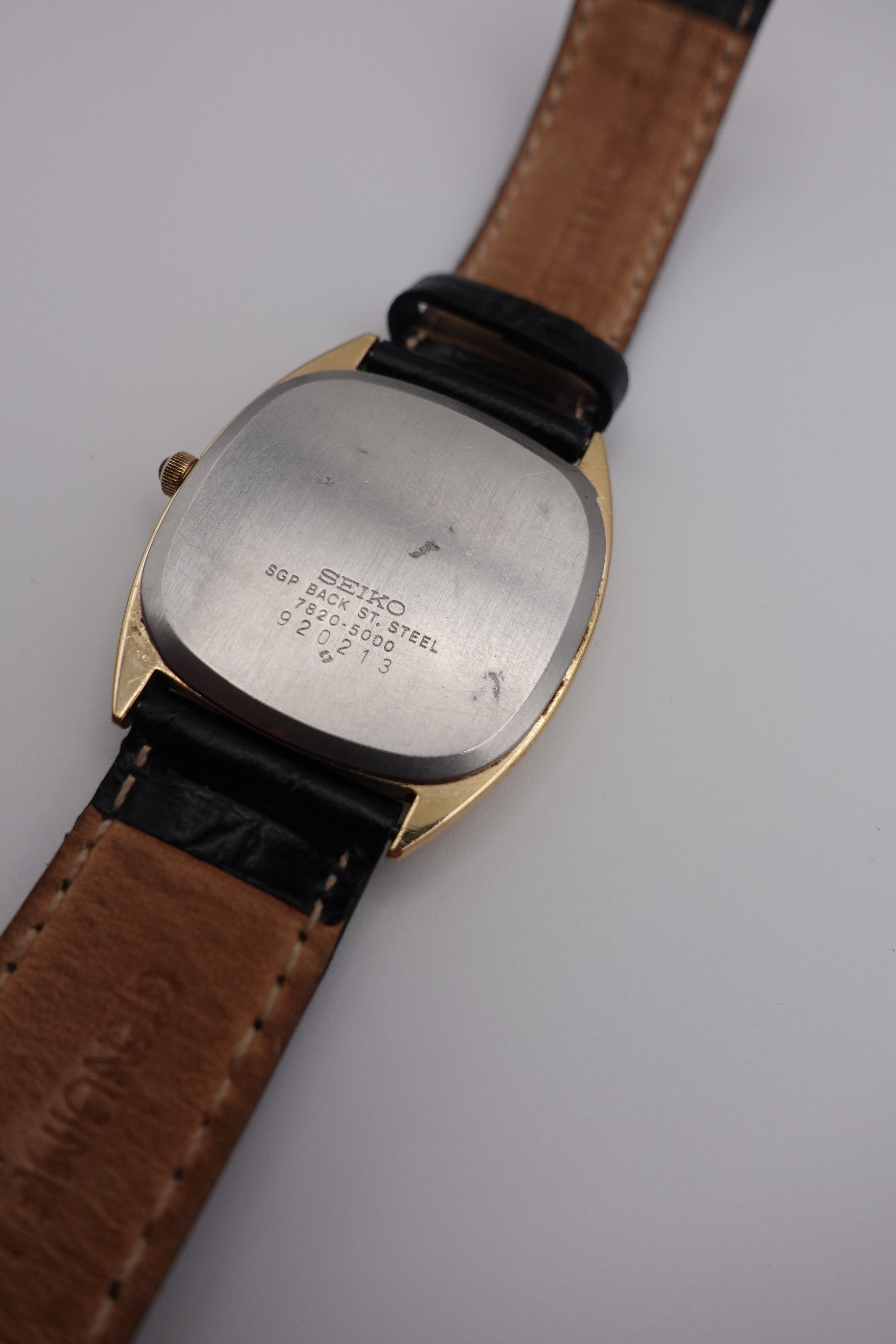 Seiko Quartz Chariot Gold Square TV Black Dial 7820-5000
