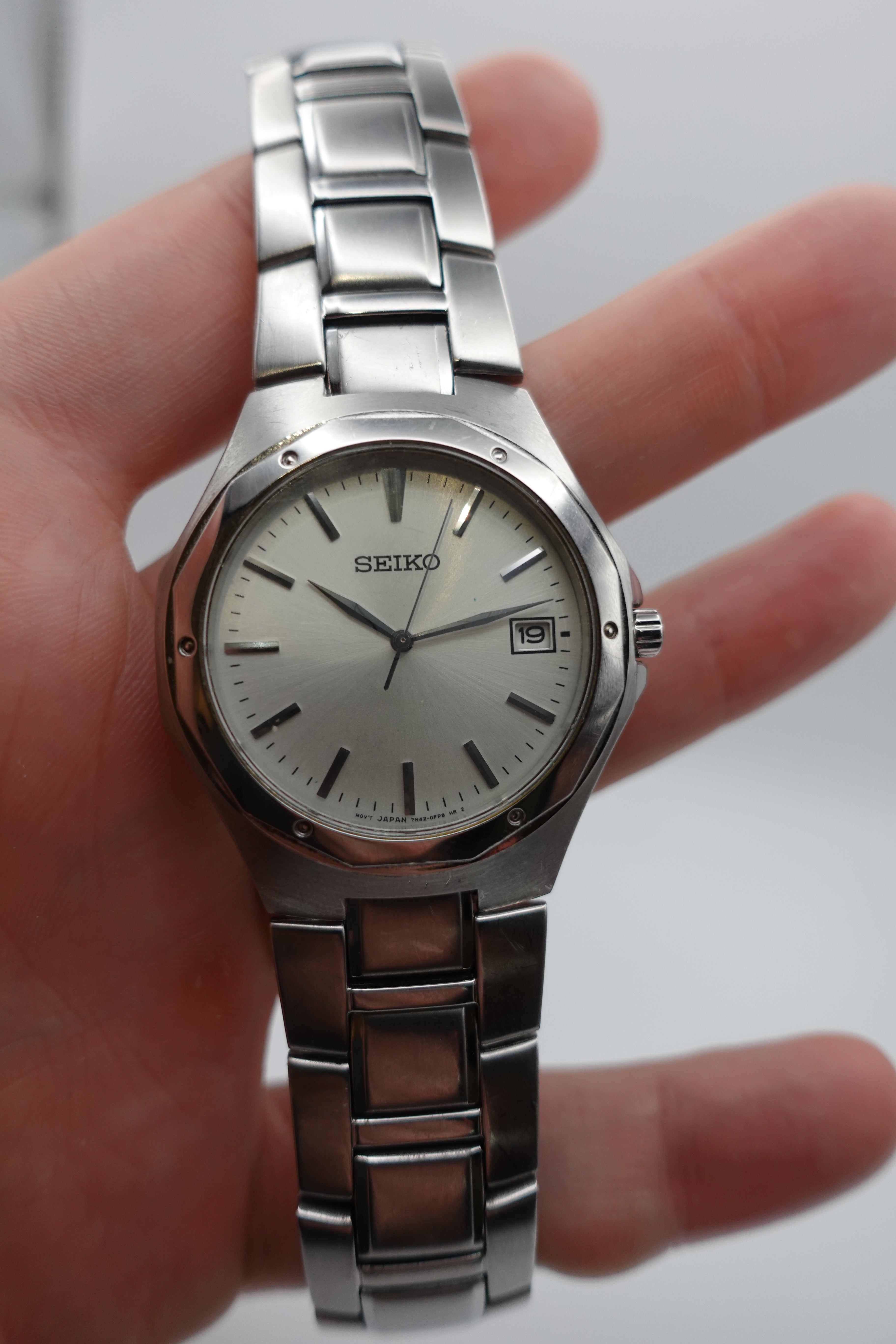 Seiko Quartz Water Resist Date White Dial 7N42-0DH0 - Pre